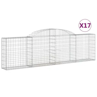 vidaXL Obokane gabion košare 17 kosov 300x30x80/100 cm cinkano železo