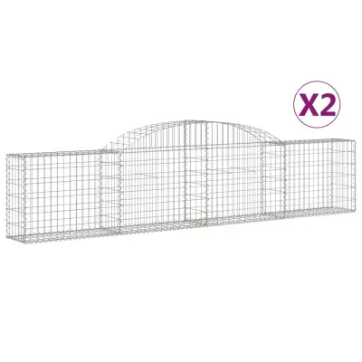 vidaXL Obokana gabionska košara 2 kosa 300x30x60/80cm pocinkano železo