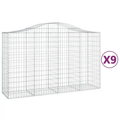 vidaXL Obokane gabion košare 9 kosov 200x50x120/140cm pocinkano železo