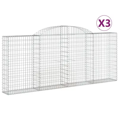 vidaXL Obokane gabion košare 3 kosa 300x30x120/140 cm pocinkano železo