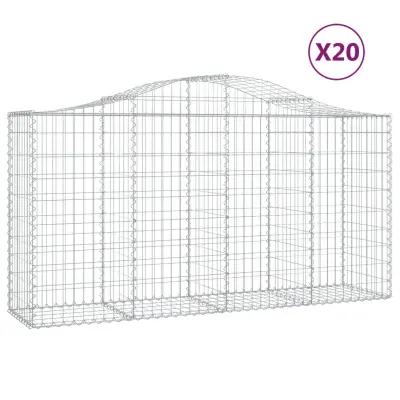 vidaXL Obokana gabionska košara 20 kos 200x50x100/120cm cinkano železo
