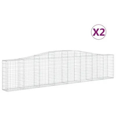 vidaXL Obokane gabion košare 2 kosa 400x30x80/100 cm pocinkano železo