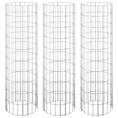 vidaXL Okrogle visoke grede gabion 3 kosi pocinkano jeklo Ø30x100 cm