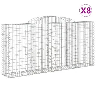 vidaXL Obokane gabion košare 8 kosi 300x50x140/160 cm pocinkano železo