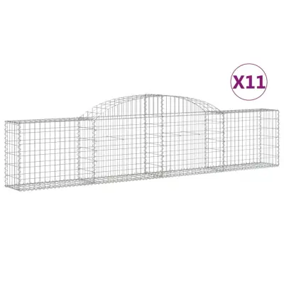 vidaXL Obokana gabionska košara 11 kosov 300x30x60/80cm cinkano železo