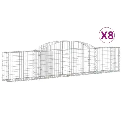 vidaXL Obokana gabionska košara 8 kosov 300x30x60/80 cm cinkano železo