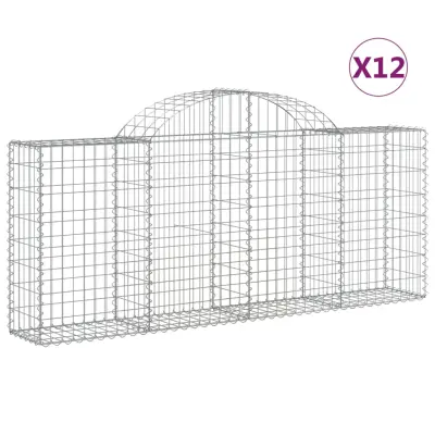 vidaXL Obokane gabion košare 12 kosov 200x30x80/100 cm cinkano železo