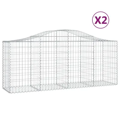 vidaXL Obokane gabion košare 2 kosa 200x50x80/100 cm pocinkano železo
