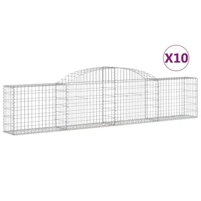 vidaXL Obokana gabionska košara 10 kosov 300x30x60/80cm cinkano železo
