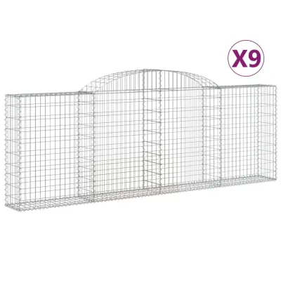 vidaXL Obokana gabionska košara 9kos 300x30x100/120cm pocinkano železo
