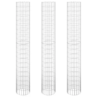 vidaXL Okrogle visoke grede gabion 3 kosi pocinkano jeklo Ø30x200 cm