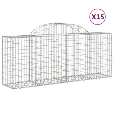 vidaXL Obokane gabion košare 15 kosov 200x50x80/100 cm cinkano železo