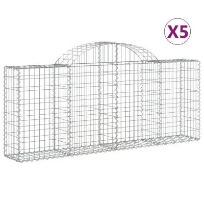 vidaXL Obokane gabion košare 5 kosov 200x30x80/100 cm cinkano železo