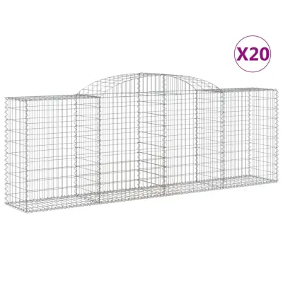 vidaXL Obokana gabionska košara 20 kos 300x50x100/120cm cinkano železo