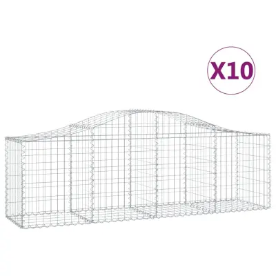 vidaXL Obokana gabionska košara 10 kosov 200x50x60/80cm cinkano železo