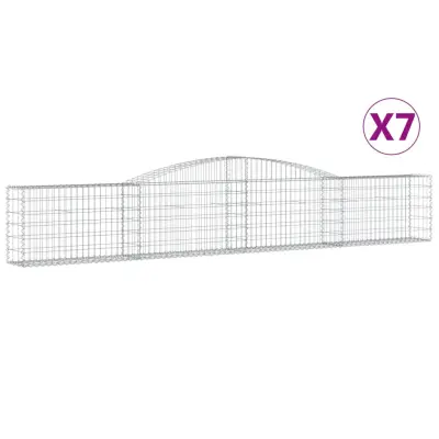 vidaXL Obokana gabionska košara 7 kosov 400x30x60/80cm cinkano železo