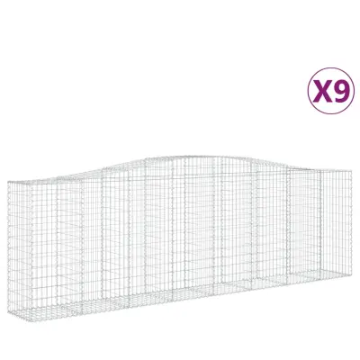 vidaXL Obokane gabion košare 9 kosov 400x50x120/140cm pocinkano železo