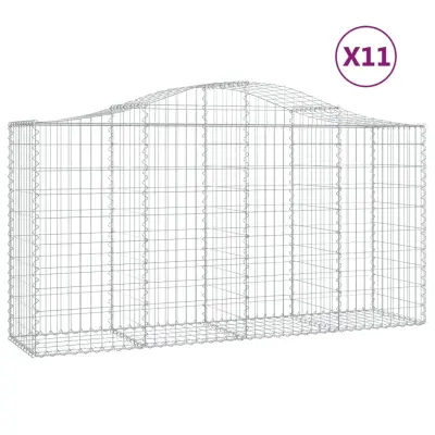 vidaXL Obokana gabionska košara 11 kos 200x50x100/120cm cinkano železo