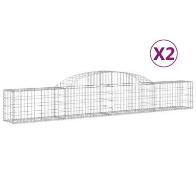 vidaXL Obokane gabion košare 2 kosa 300x30x40/60 cm pocinkano železo