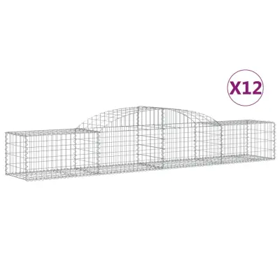 vidaXL Obokane gabion košare 12 kosa 300x50x40/60 cm pocinkano železo
