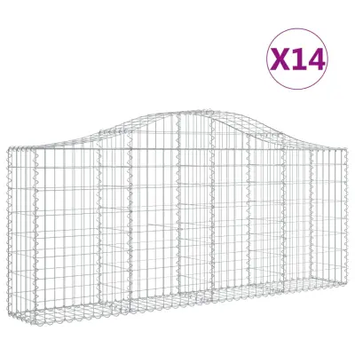 vidaXL Obokane gabion košare 14 kosov 200x30x80/100 cm cinkano železo