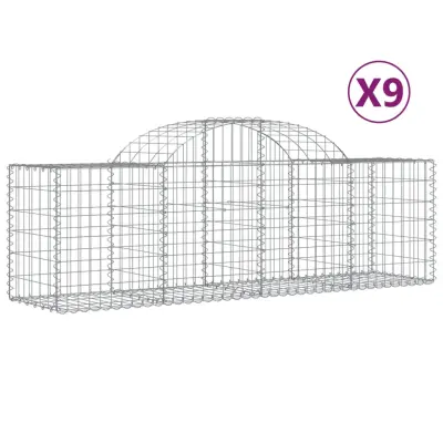 vidaXL Obokana gabionska košara 9 kosov 200x50x60/80cm cinkano železo