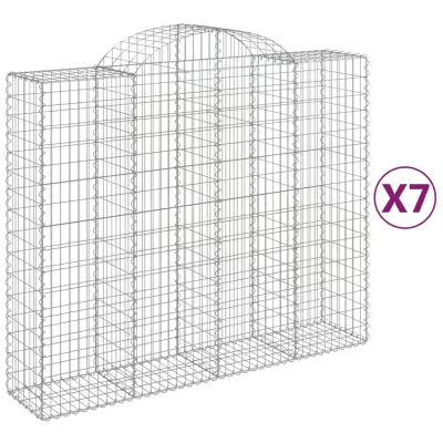 vidaXL Obokane gabion košare 7 kosov 200x50x160/180cm pocinkano železo