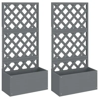 vidaXL Cvetlično korito z mrežo 2 kosa sive barve 65x33x135 cm WPC