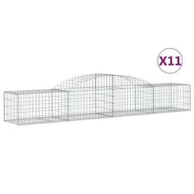 vidaXL Obokane gabion košare 11 kosi 300x50x40/60 cm pocinkano železo