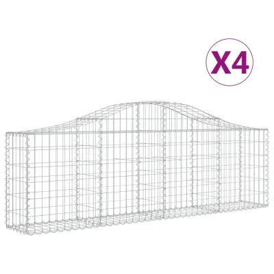 vidaXL Obokana gabionska košara 4 kosi 200x30x60/80cm pocinkano železo