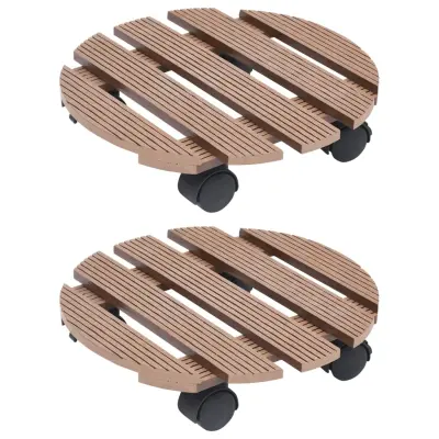 vidaXL Voziček za rastline 2 kosa rjav Ø30x7,5 cm WPC