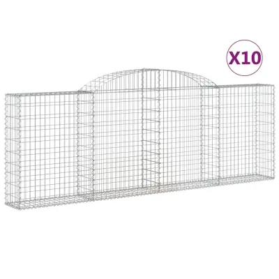 vidaXL Obokana gabionska košara 10 kos 300x30x100/120cm cinkano železo