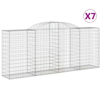 vidaXL Obokane gabion košare 7 kosa 300x50x120/140 cm pocinkano železo