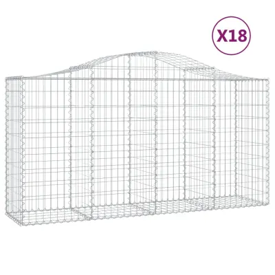 vidaXL Obokana gabionska košara 18 kos 200x50x100/120cm cinkano železo