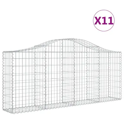 vidaXL Obokane gabion košare 11 kosov 200x30x80/100 cm cinkano železo