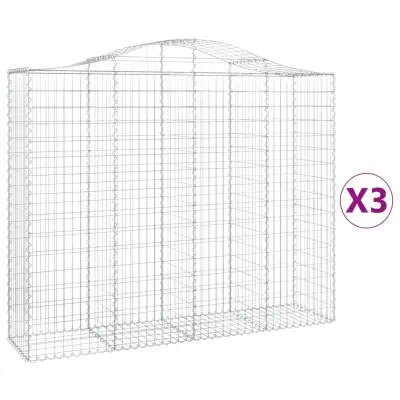 vidaXL Obokane gabion košare 3 kosi 200x50x160/180 cm pocinkano železo