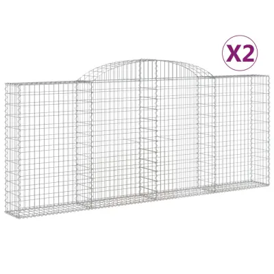 vidaXL Obokane gabion košare 2 kosa 300x30x120/140 cm pocinkano železo