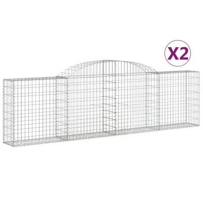 vidaXL Obokane gabion košare 2 kosa 300x30x80/100 cm pocinkano železo