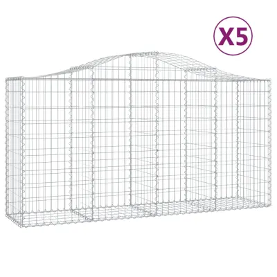 vidaXL Obokana gabionska košara 5kos 200x50x100/120cm pocinkano železo