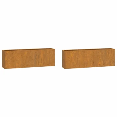 vidaXL Stensko cvetlično korito 2 kosa rjasto corten jeklo 53x10x17 cm