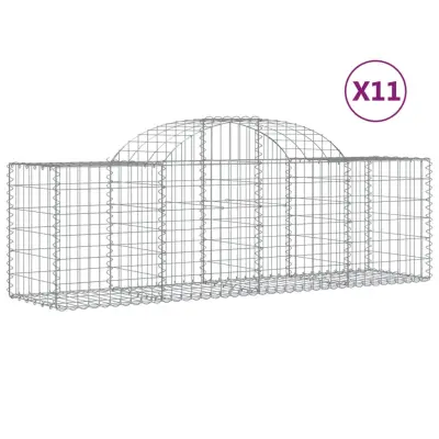 vidaXL Obokana gabionska košara 11 kosov 200x50x60/80cm cinkano železo