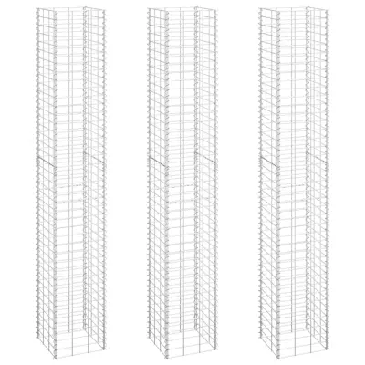 vidaXL Visoka greda gabion 3 kosi 30x30x200 cm železo