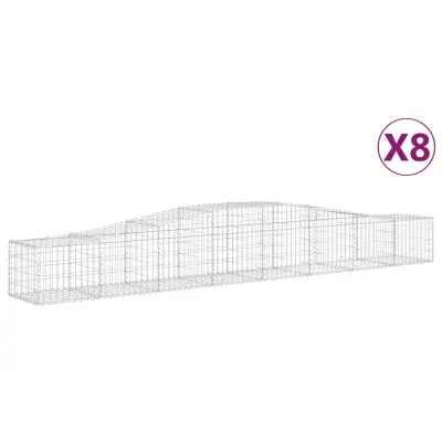 vidaXL Obokane gabion košare 8 kosa 400x50x40/60 cm pocinkano železo