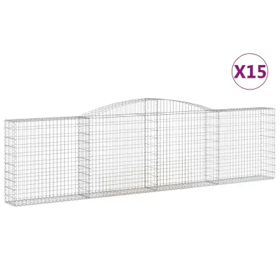 vidaXL Obokane gabion košare 15kosov 400x30x100/120cm pocinkano železo