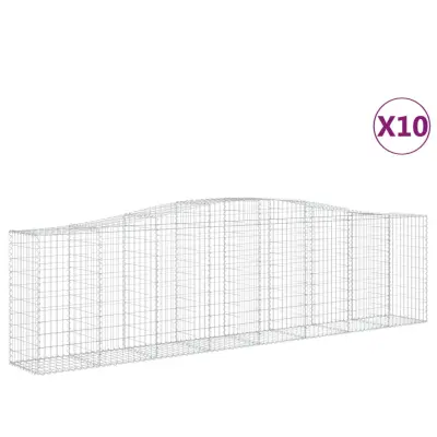 vidaXL Obokane gabion košare 10 kosi 400x50x100/120cm pocinkano železo