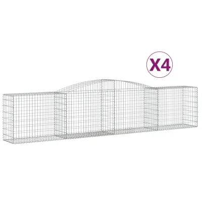 vidaXL Obokane gabion košare 4 kosi 400x50x80/100 cm pocinkano železo