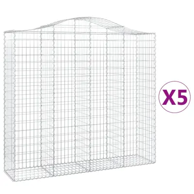 vidaXL Obokane gabion košare 5 kosov 200x50x180/200cm pocinkano železo