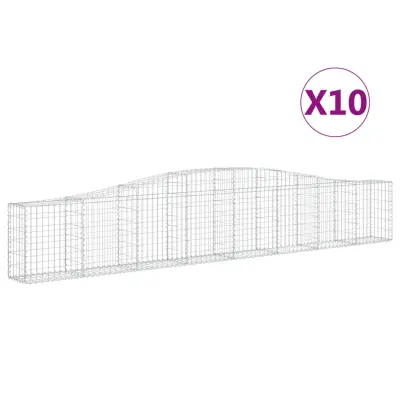 vidaXL Obokana gabionska košara 10 kosov 400x30x60/80cm cinkano železo