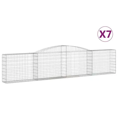 vidaXL Obokane gabion košare 7 kosov 400x30x80/100 cm cinkano železo