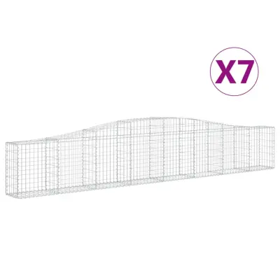 vidaXL Obokana gabionska košara 7 kosov 400x30x60/80cm cinkano železo